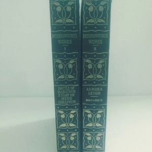Mrs. Browning's Works Volumes 1 & 5 Vintage Leather Copyright 1900 Crowell & Co.